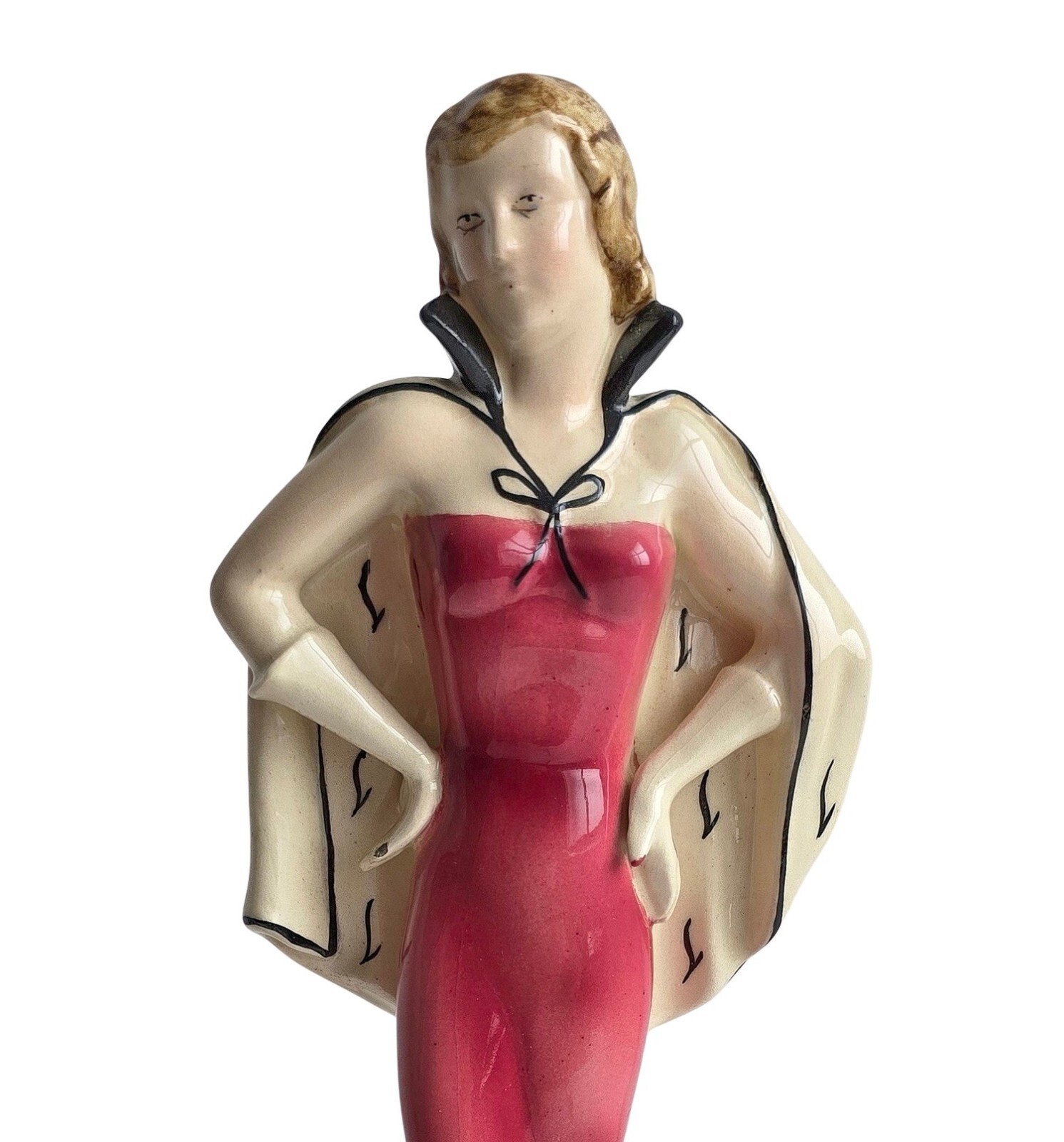 Ceramic Figure Lady, Art Deco Ceramic Figure Hand-Painted ~ 1920 (# 18084)