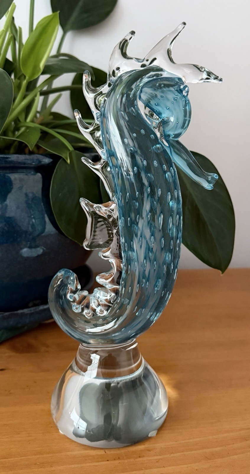 Waterford Ireland Crystal Art Glass 12” EVOLUTION CERULEAN SEAHORSE