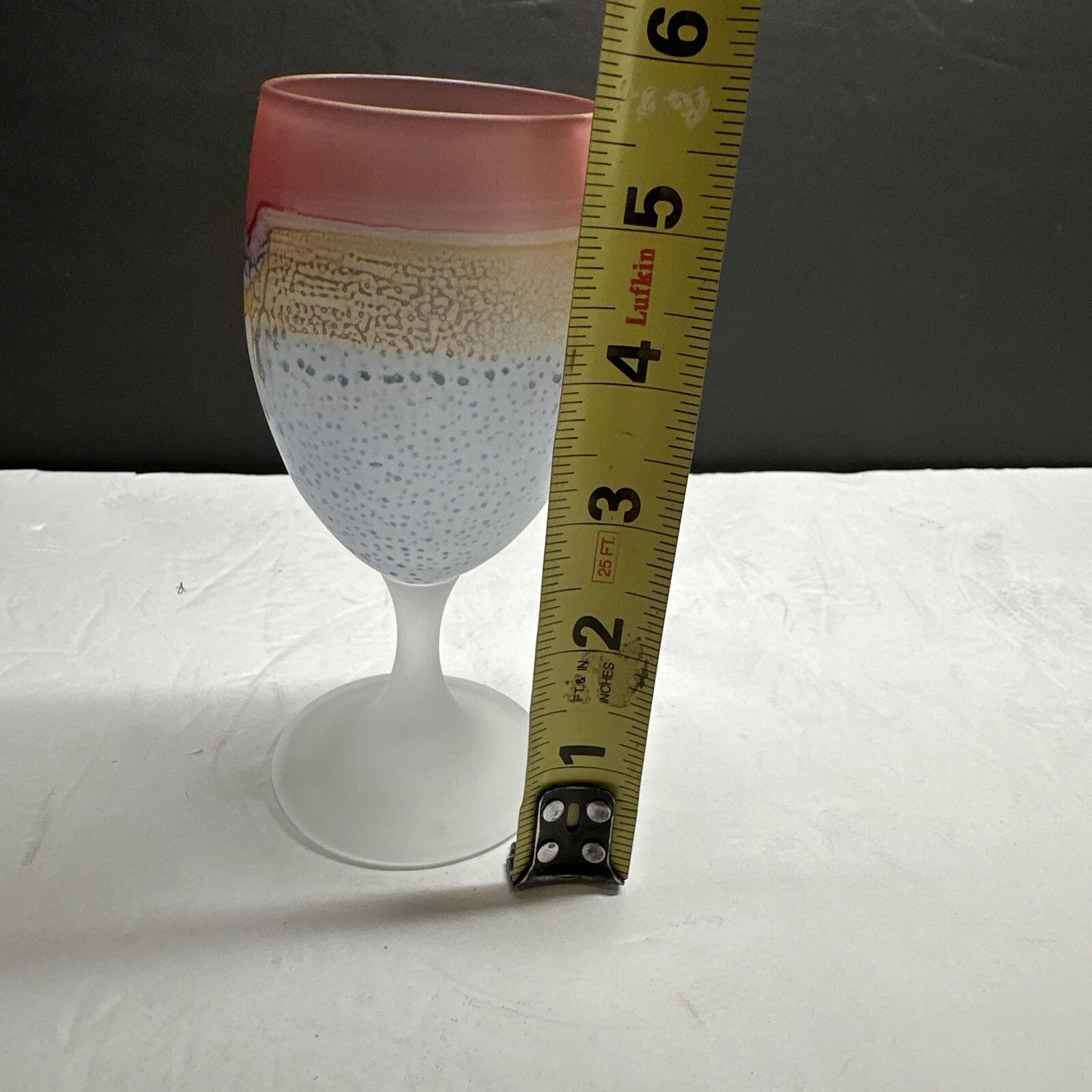 VTG-Nouveau Art Glass Rueven Hand Blown Pink Frosted Port 6oz Goblet-11 Availabl