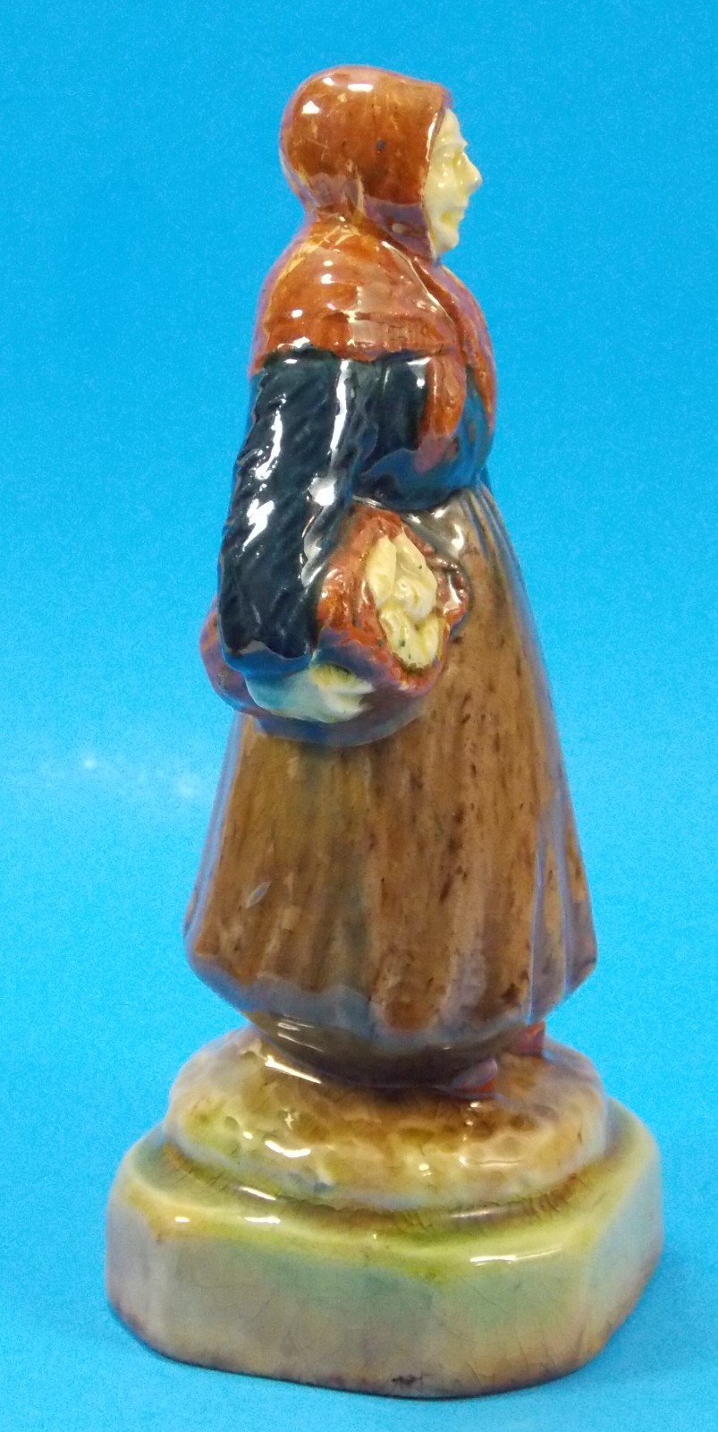 Vintage Continental Majolica Pottery Fisherman & Wife Figures Marked 6 1/2″