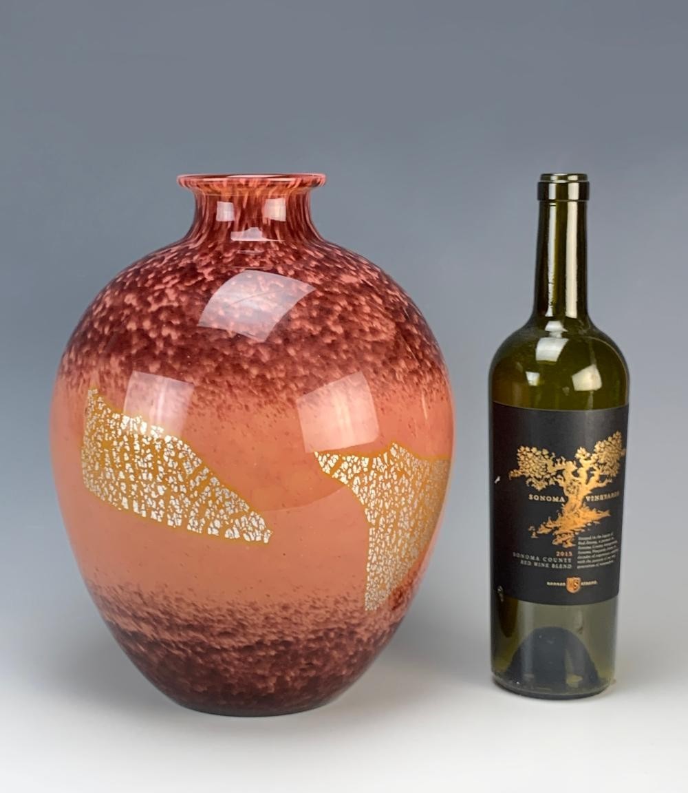 A. Delatte Nancy Mottled Silver Flecks Sgd Vase