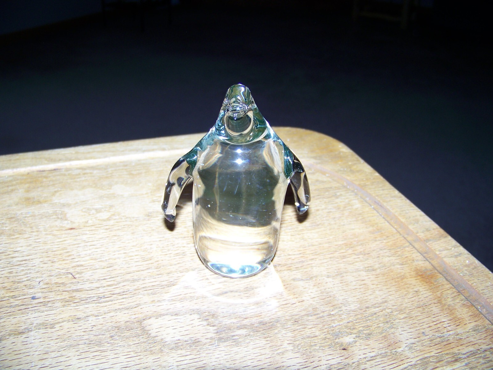 Vtg Clear Art Glass Penguin Figurine or Paperweight Hand Blown??? Cute & Nice!