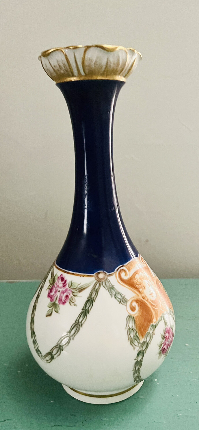 Unique Antique? KPM Blue Berlin Porcelain Vase Hand Painted Gilded HR