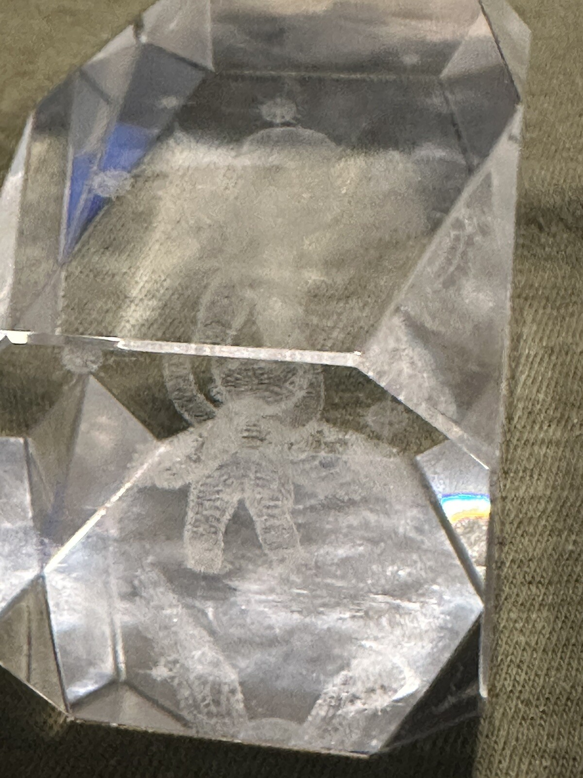 Laser Etched Glass Baby Angel Winged Cherub Paperweight Glass – 3.25 inches tall
