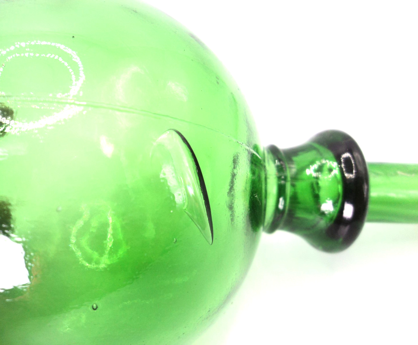 Vintage MCM Mold Blown Green Glass Stopper for Genie Bottles 6″