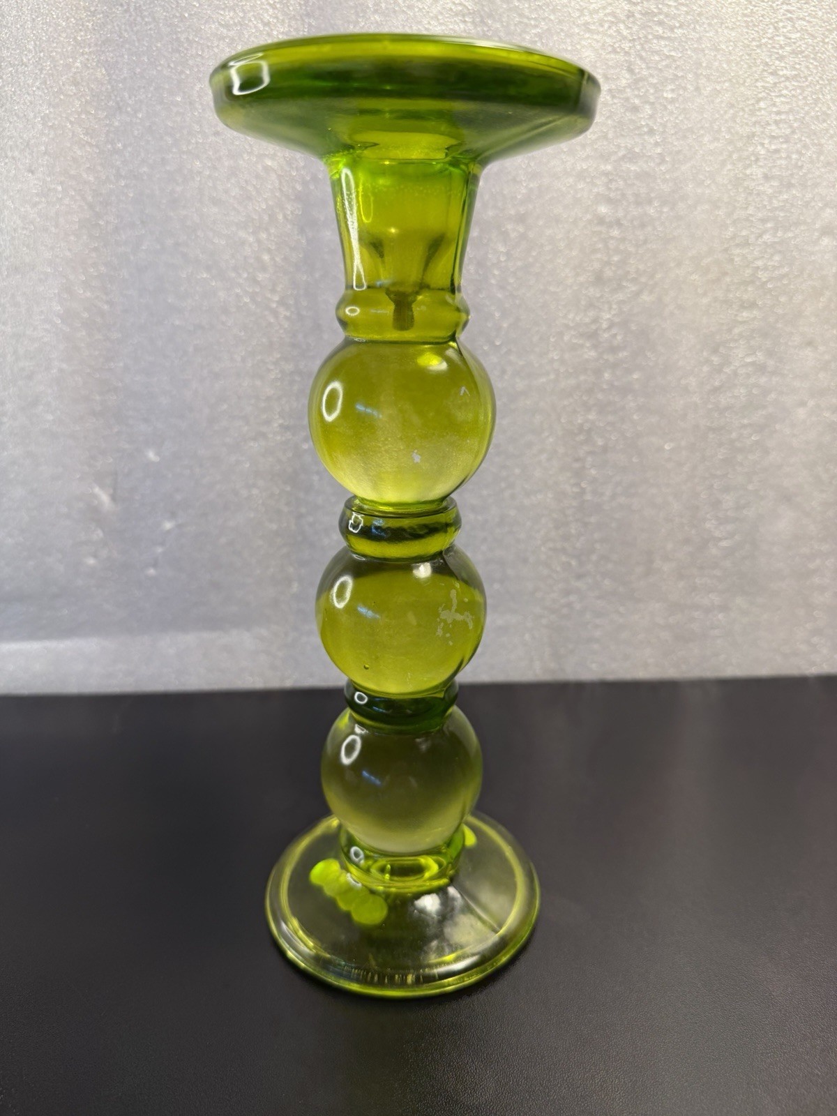 MCM Franco Vetrerie e Cristallerie hand-blown green glass candlestick Italy 9.5”