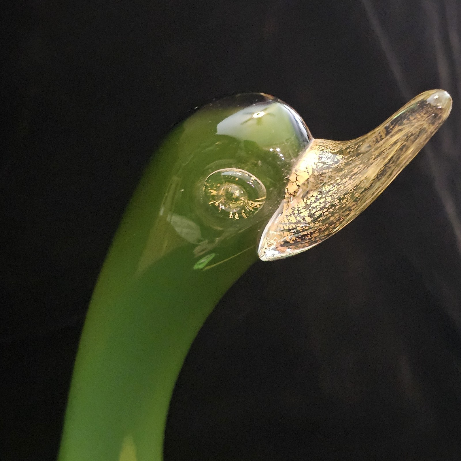 Vintage 1960s Murano Glass 14.5″ DUCK Gold Flake Beak/ Feet Glass