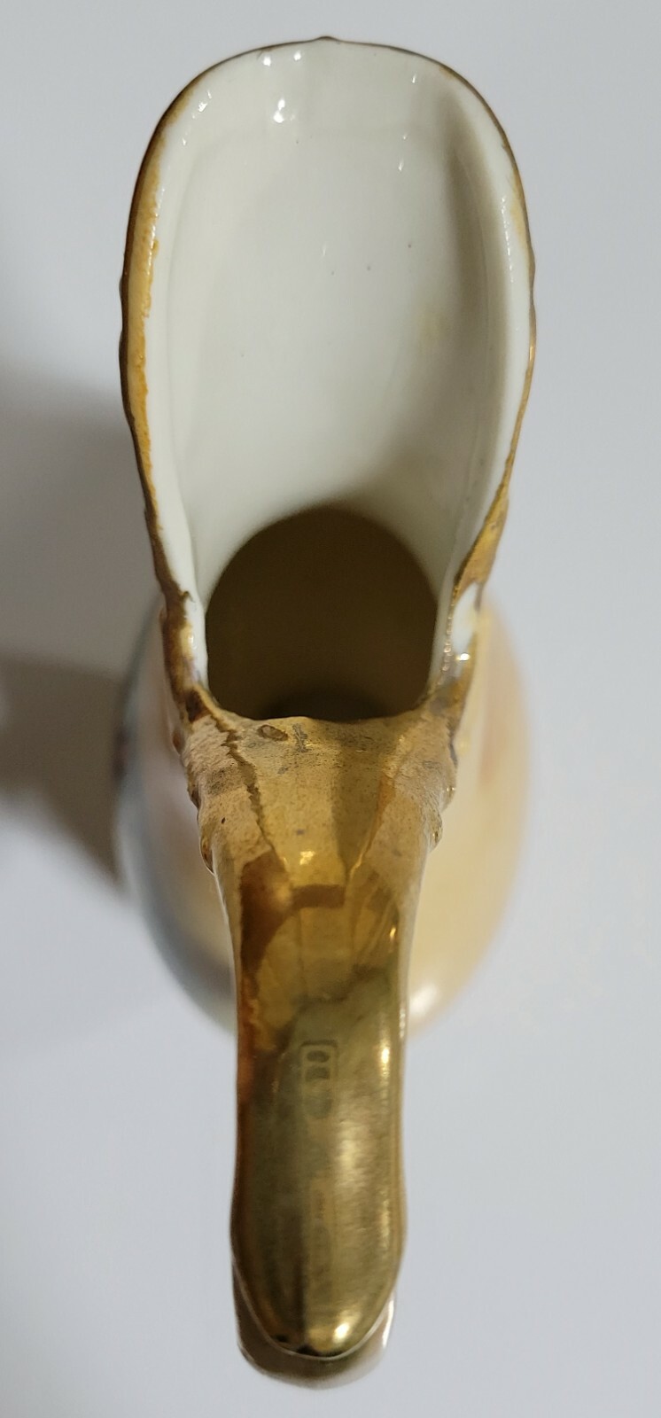 Vintage Enesco Bud Vase Pitcher 5″ Tall Gold Trim Fruit Scene Made in Japan MCM