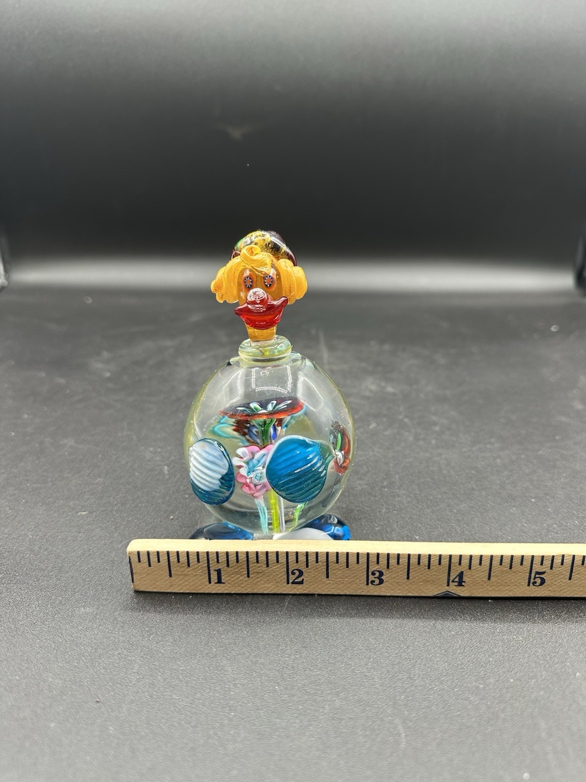 Vintage Murano Blown Glass Pot Belly Confetti Smiling Clown Made In Italy