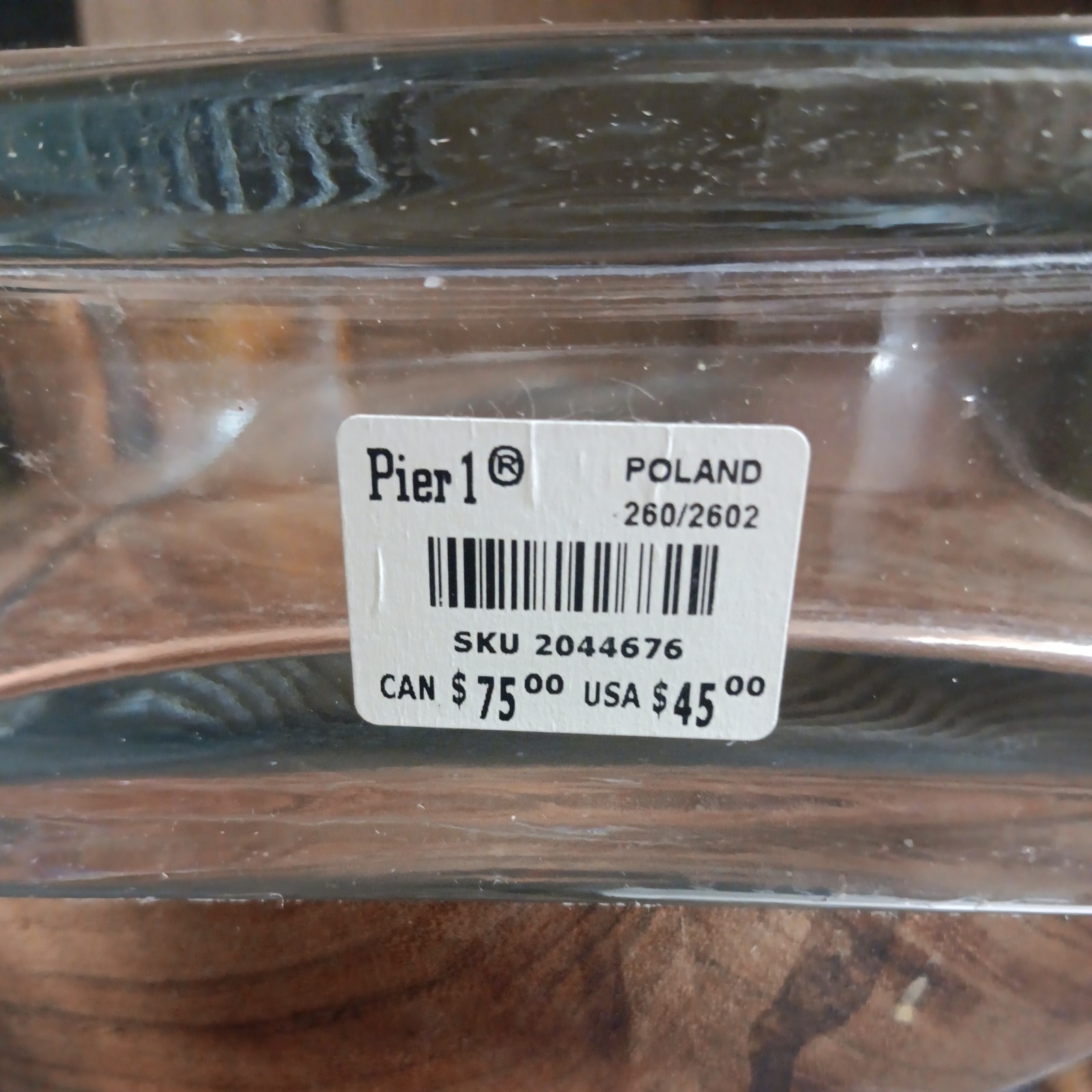 Vintage Pier 1 16″ Tall Clear Glass Rectangle Vase Made In Poland 8 1/4×4 1/4