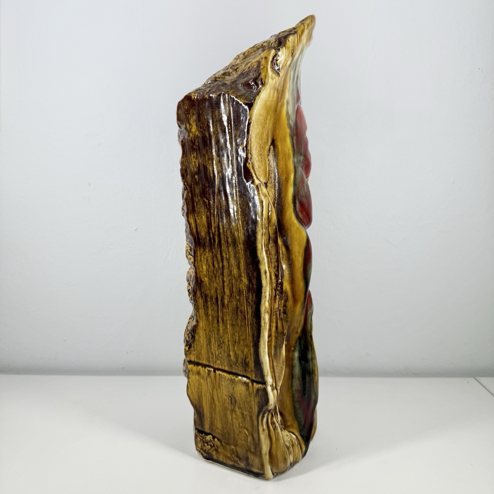 MARCIA of CALIFORNIA Ceramic TIKI STATUE/Figurine VTG 15in 60/70s Drip Glaze