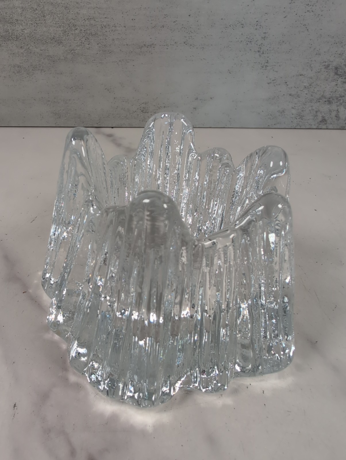 Nybro Crystal Volcano Candle Holder 3.5″ Tall Votive Tealight Sweden