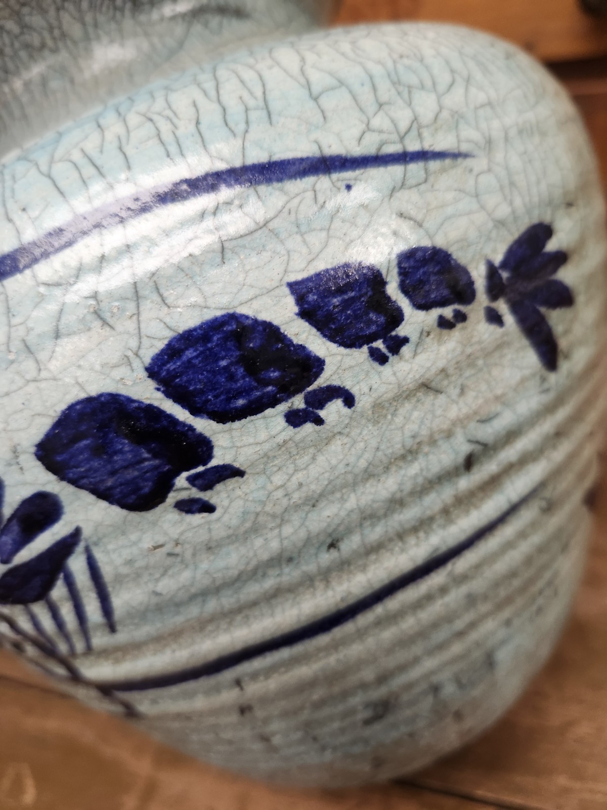 Vtg Don Williams Fine Art Raku Pottery Aqua Prawn Vase Florida DMW ’98