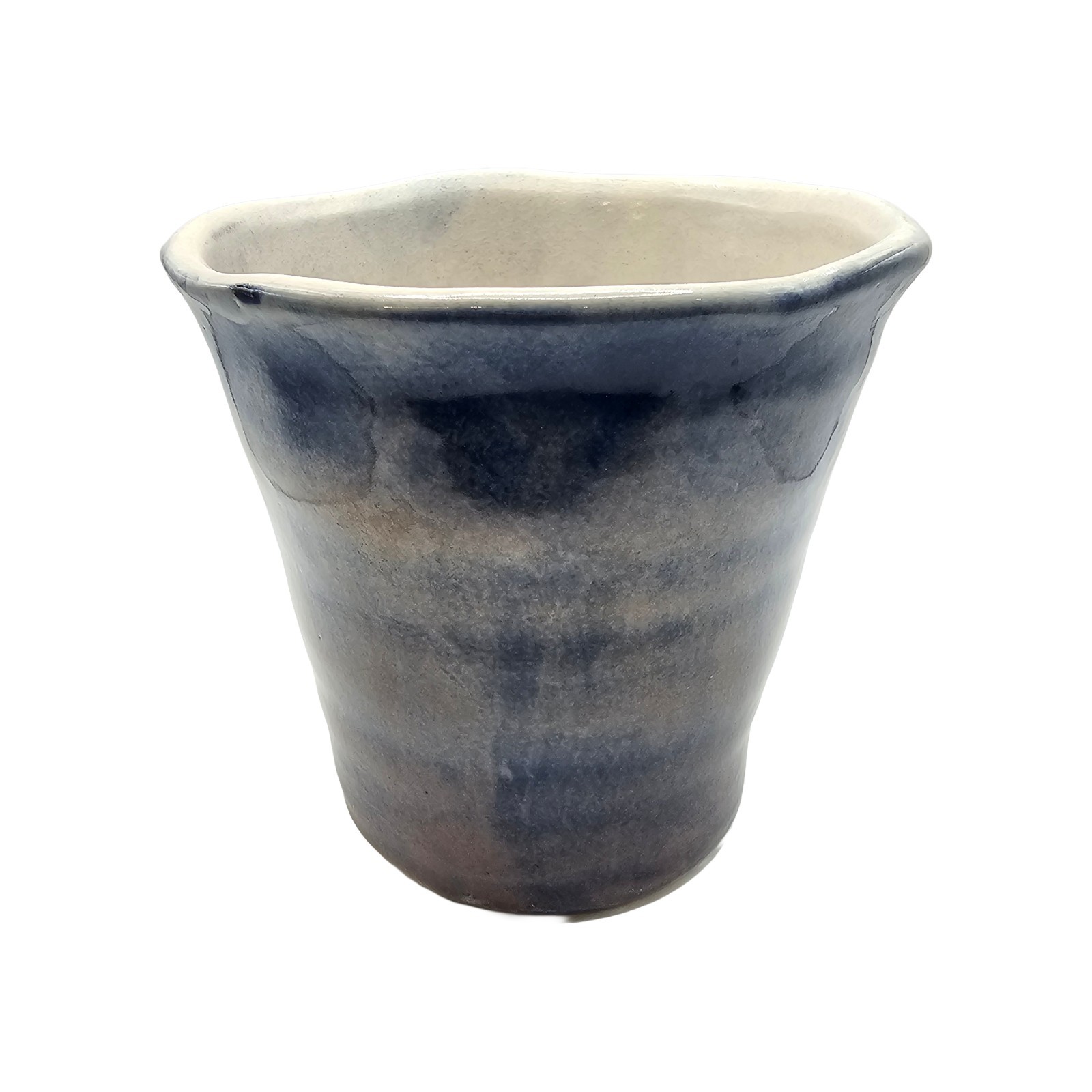 ​Portugal Terracotta Art Pottery Vase Blue Sea Urchin Textured Planter Cup 6″