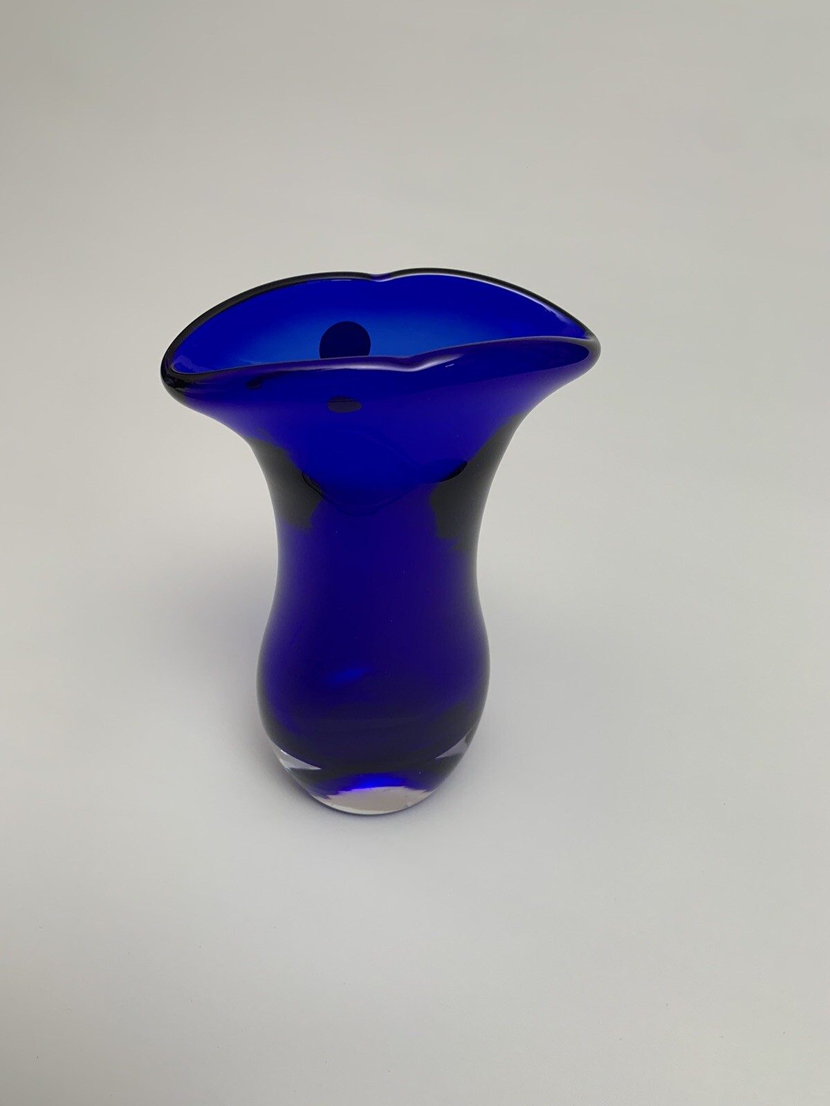 Vintage Cobalt Blue MCM Art Deco Vase Crystal Brand Made In China