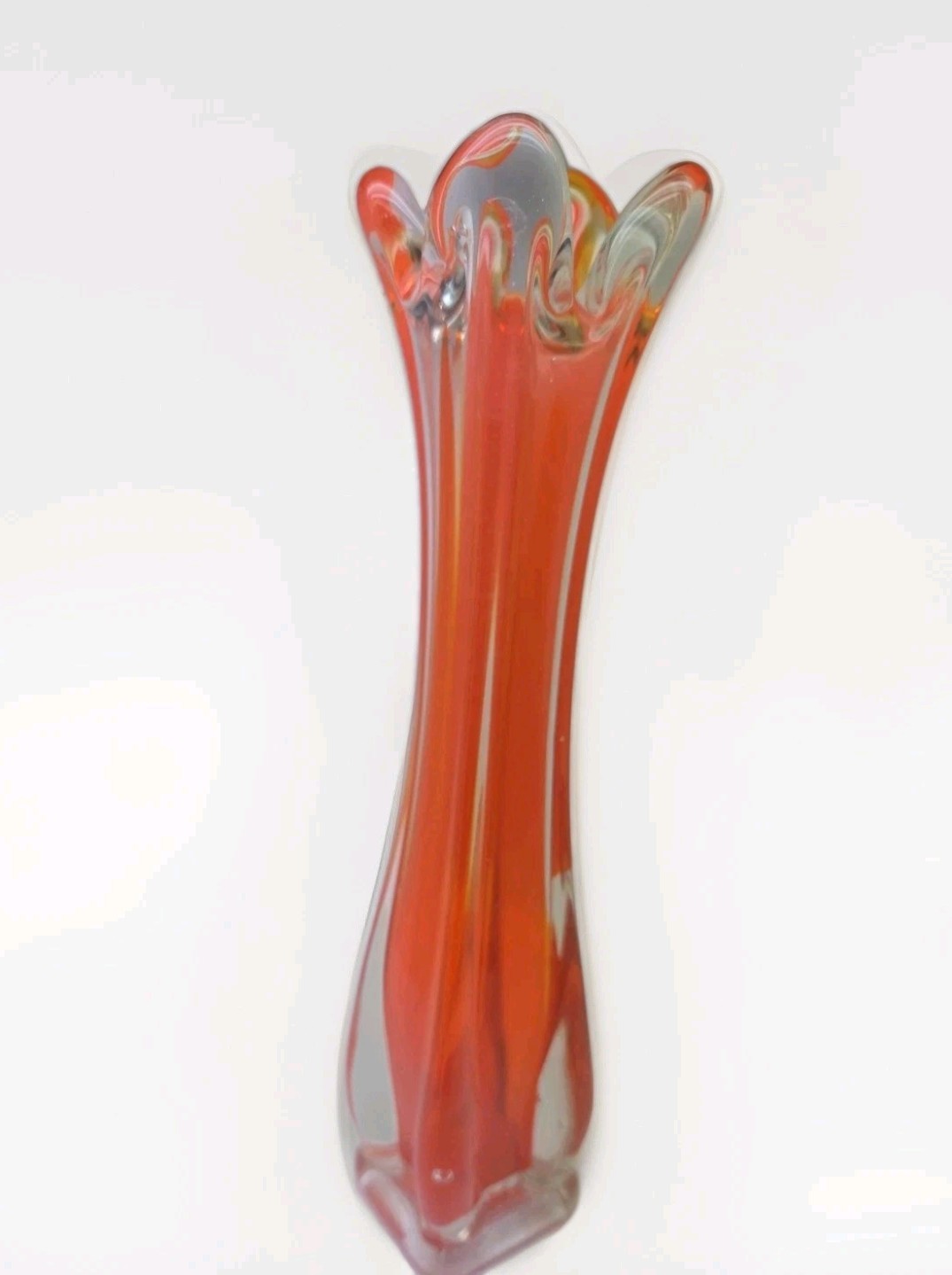Kreiss Art Glass Vase Pulled Finger Rim Hand Blown Mid Century