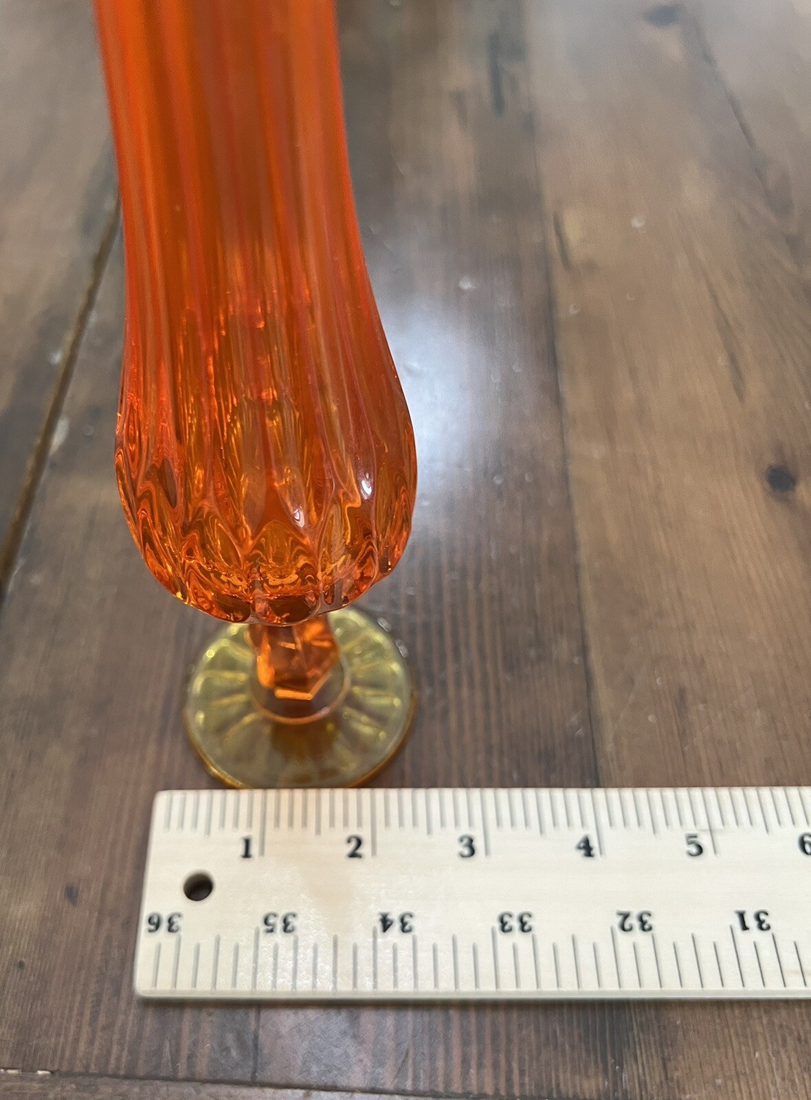 vintage mid century Amberina Swung Vase 12 1/2” Tall