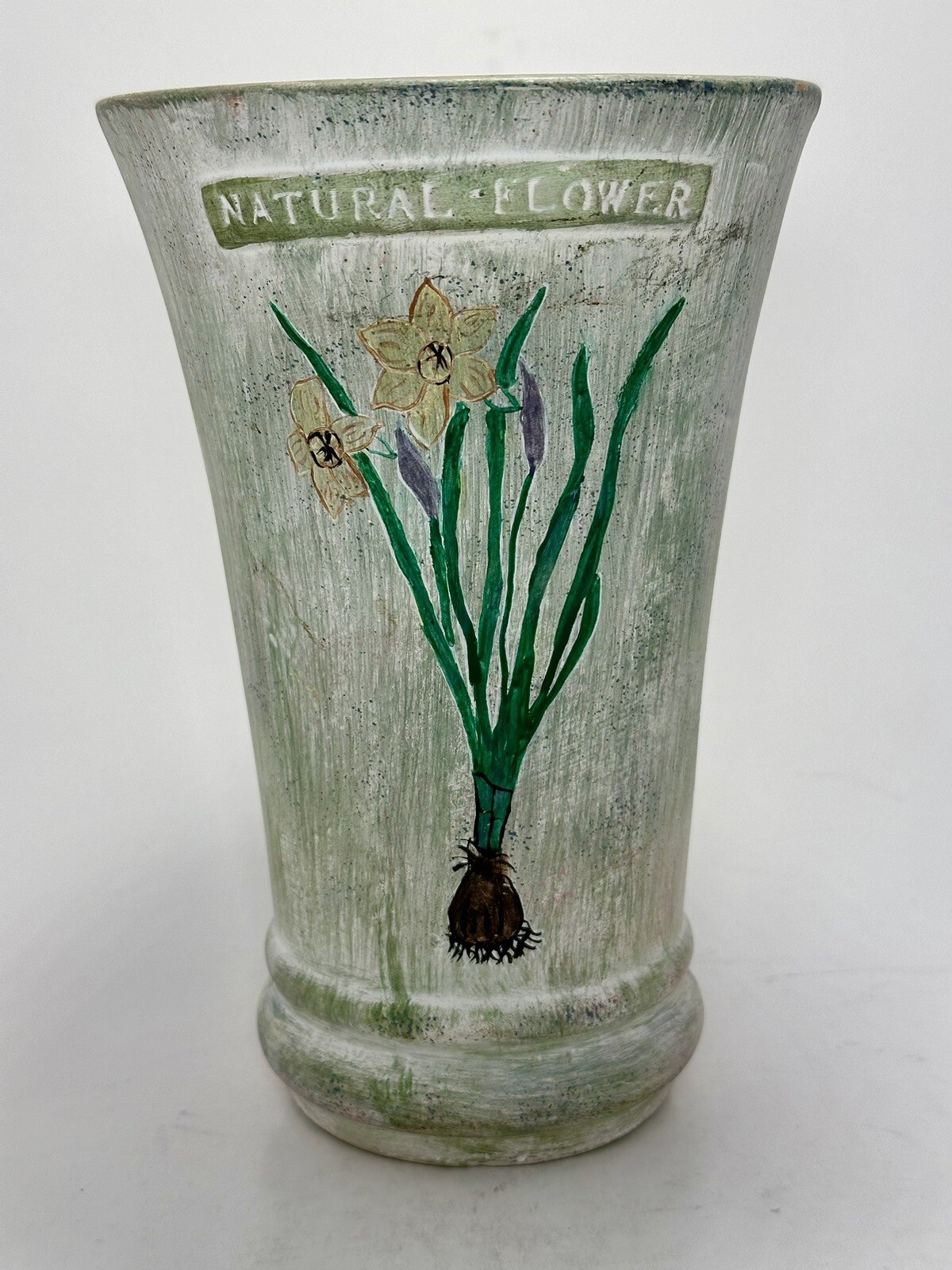 Pottery Vase 8” Natural Flowers Featuring Day Lilies