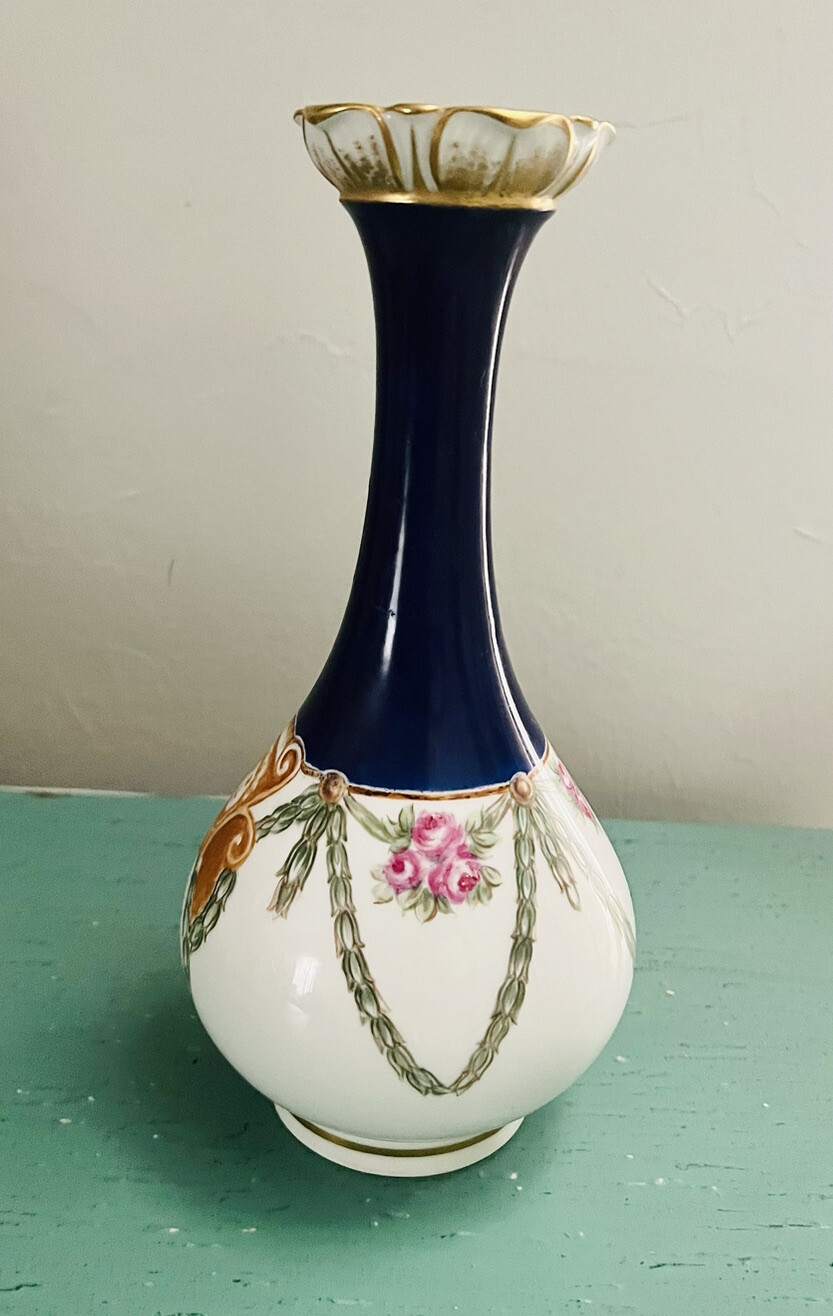 Unique Antique? KPM Blue Berlin Porcelain Vase Hand Painted Gilded HR