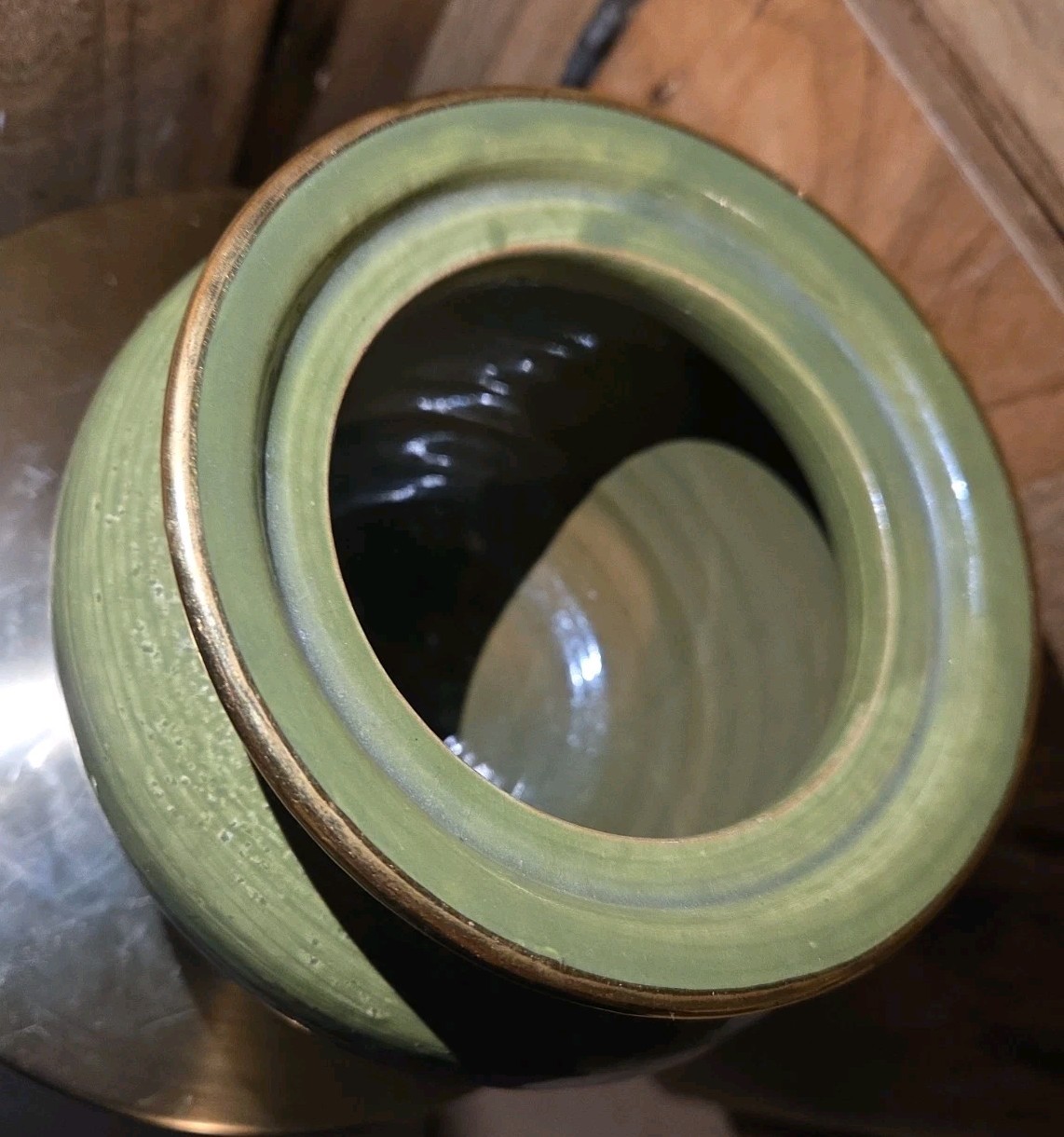 Vintage Rosenthal Netter Thai Silk Italian Pottery Vase Planter Blue Green Gold