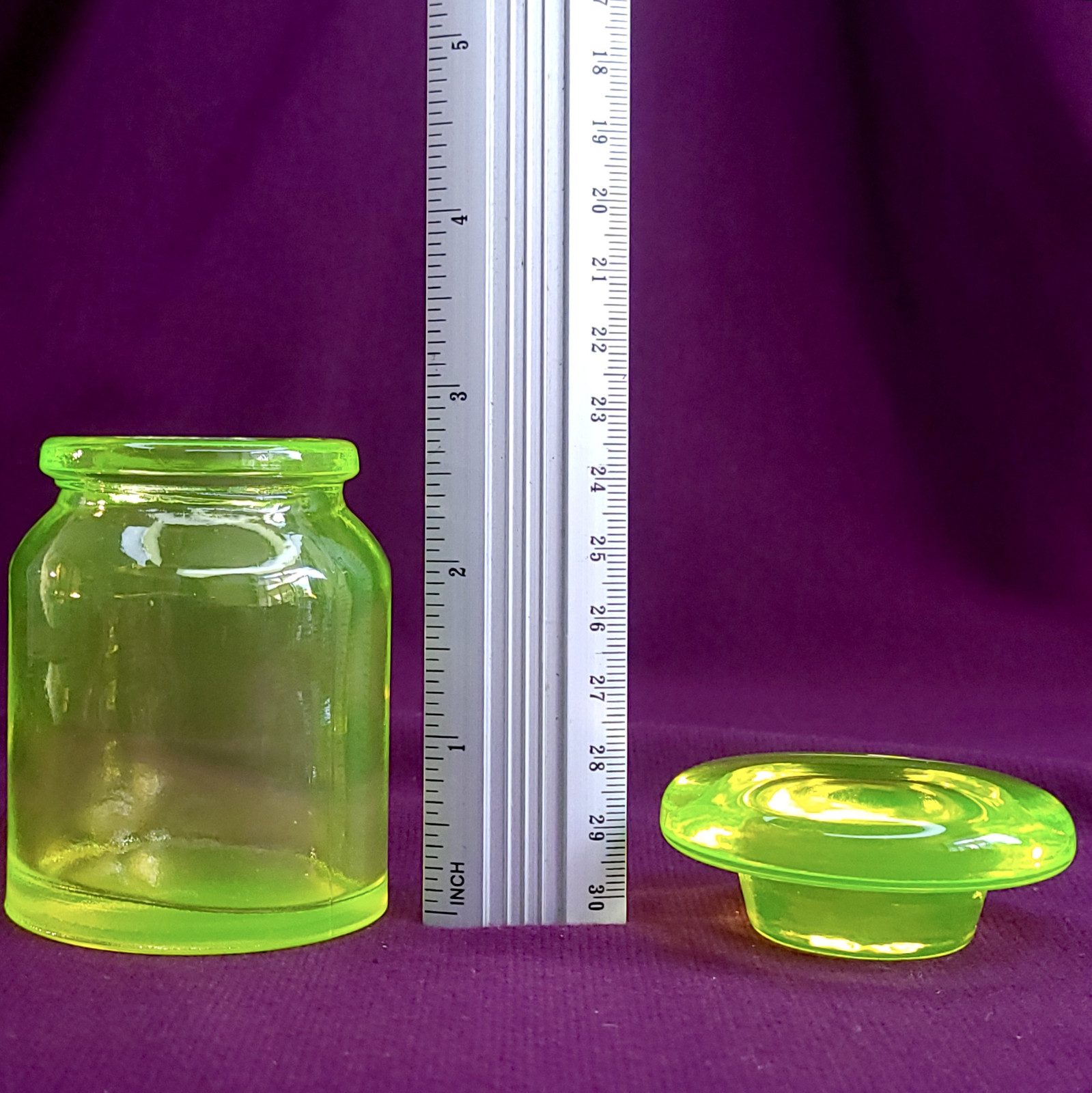 Uranium Yellow Glass Jar Vaseline Clear Yellow Glass Jar with Lid Art Deco
