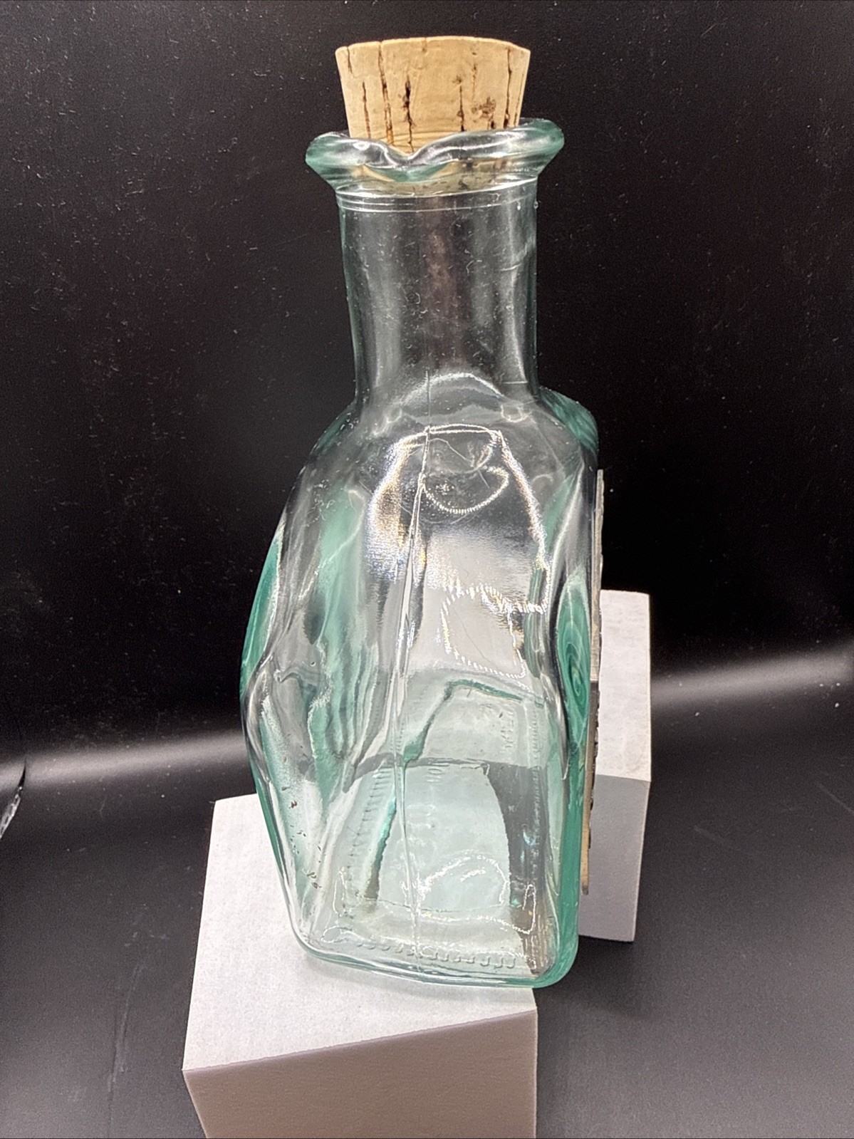 7 Inch Glass Bottle Made Italy Aluminum Appliqué