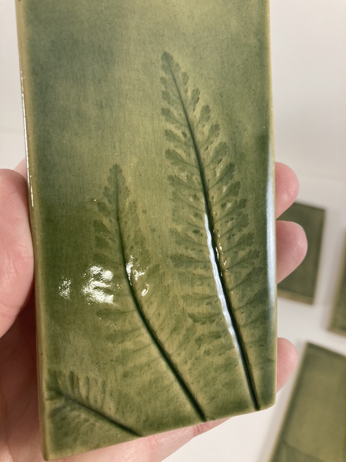 Studio Pottery Tiles Ceramic Green Nature Mosaic Leaf Leaves Tree, 2.5 – 5”