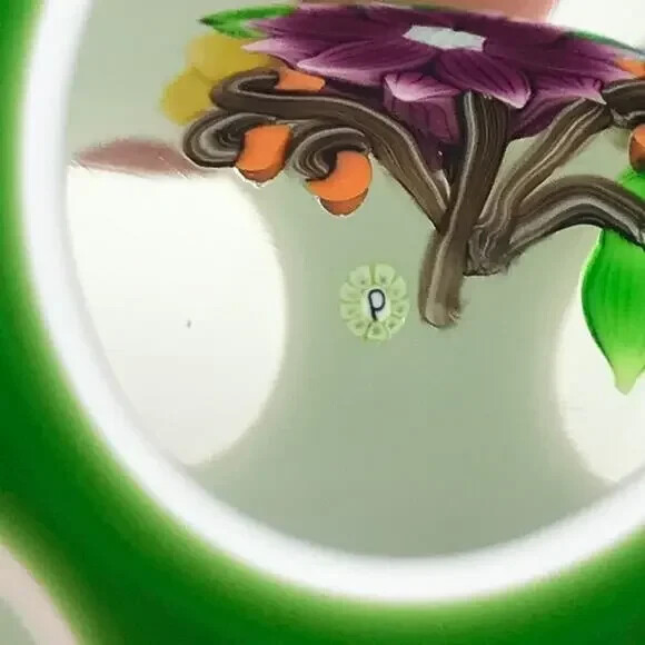 Perthshire 1989C Double Overlay Lampwork Flower Bouquet Faceted Paperweight