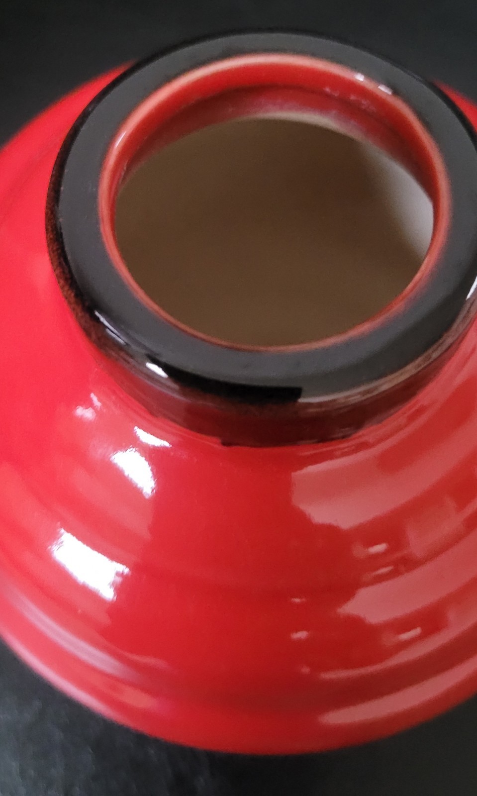 Scarlet Red Ceramic Vase Art Deco Design 4 inches tall