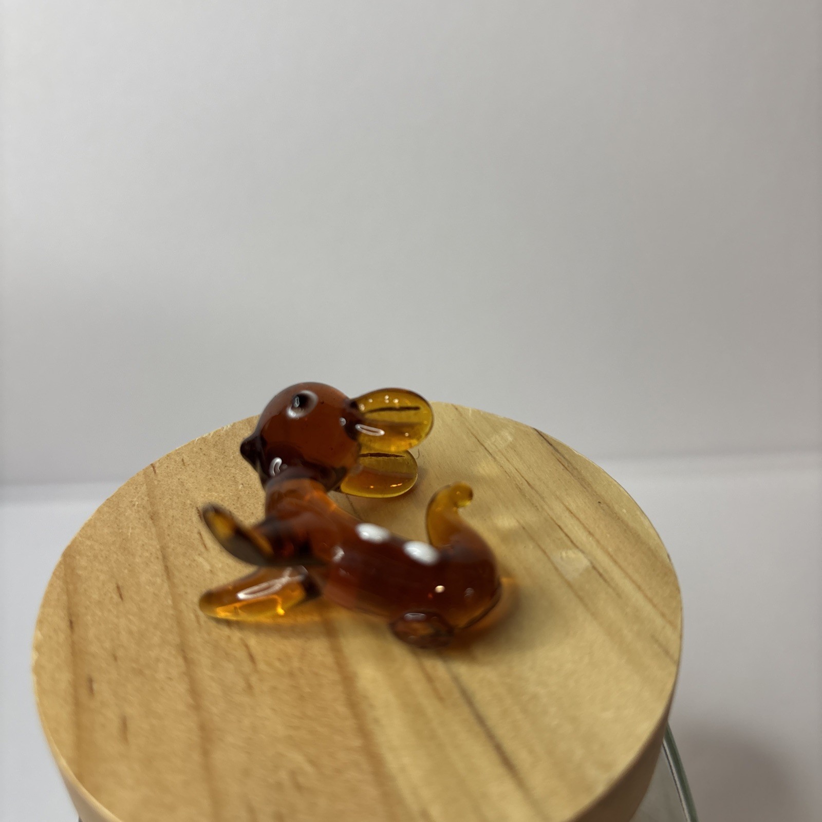Vintage MCM Hand Blown Amber Glass Bambi Deer Fawn Animal Figurine Purple Eyes