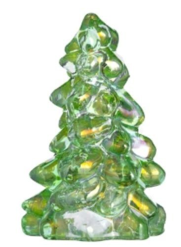 Christmas Holiday Tree – Apple Green Carnival Glass – Small 2 3/4″ – Mosser USA