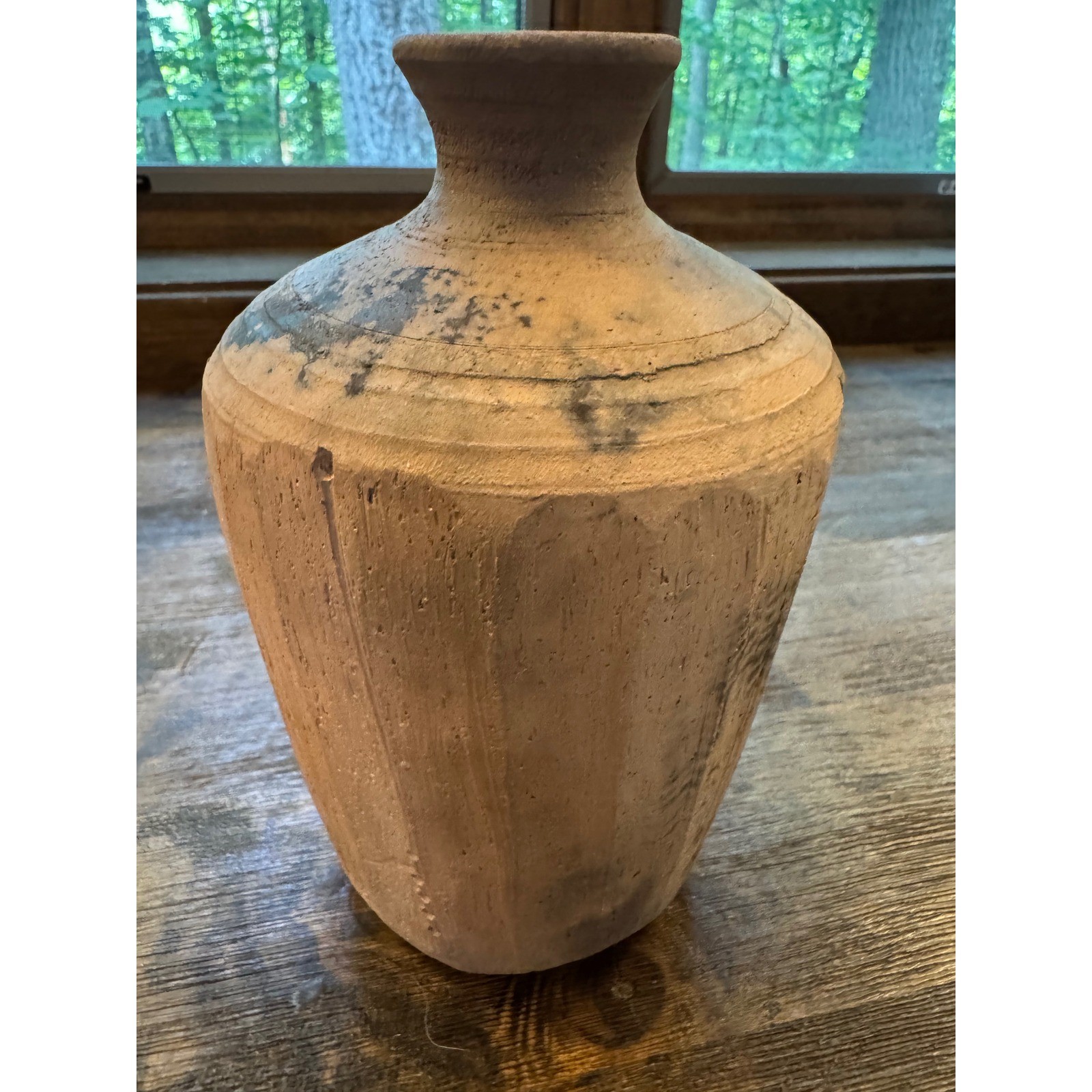 Signed Studio Pottery Rustic Raku Vase Primitive Earthy Textured Vessel