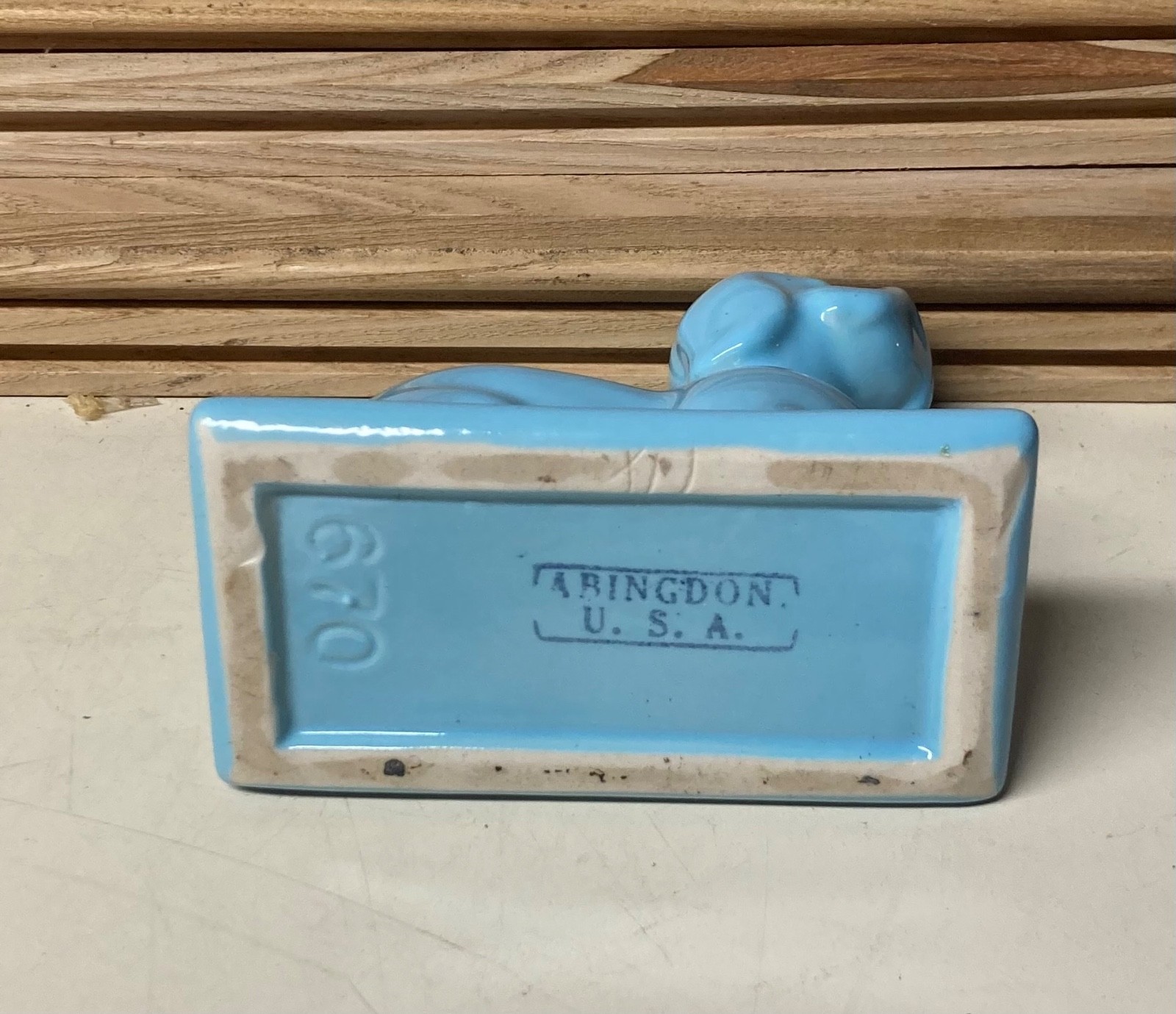 Adorable Abingdon Pottery Light Turquoise Blue Poodle Puppy Dog #670 Planter