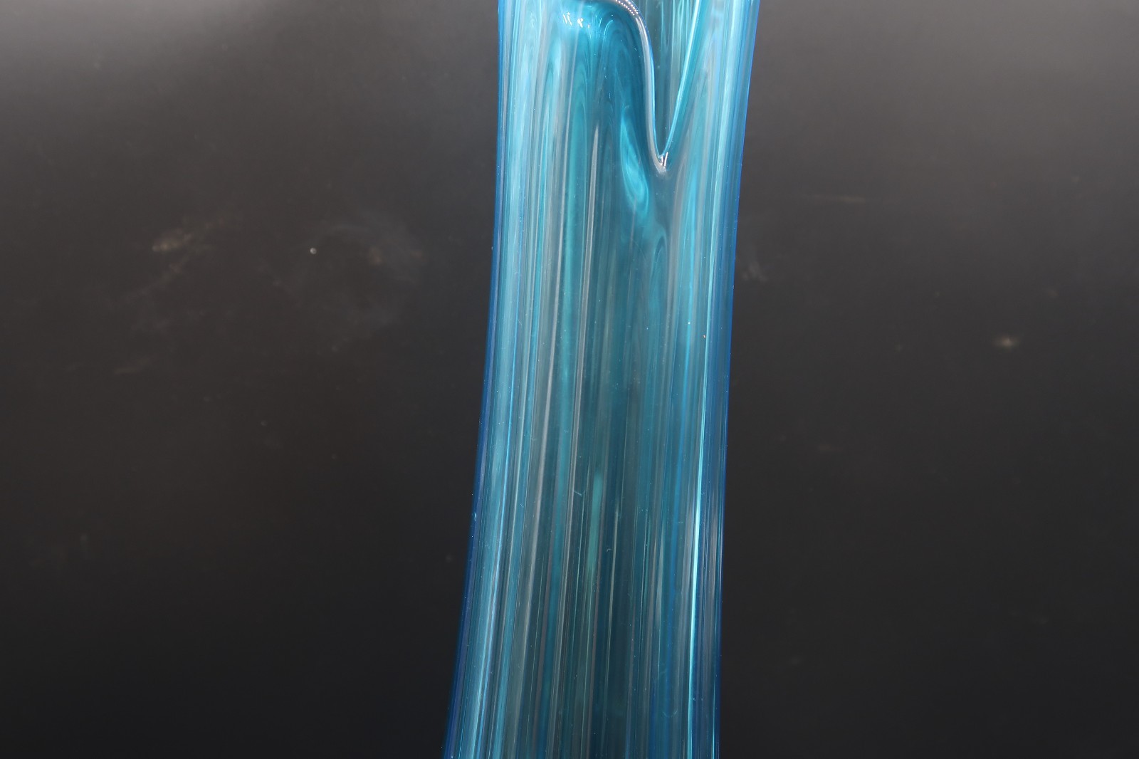 Vtg LE Smith Glass 25″ MCM Vase Simplicity Swung Blue Ribbed Fingered Tall Rare
