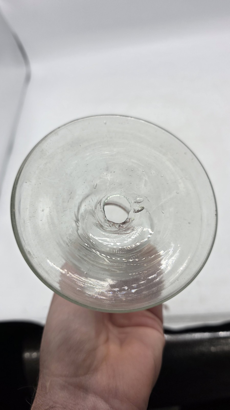 18th Century Free Blown Glass Hollow Candlestick Unusual Style Continental