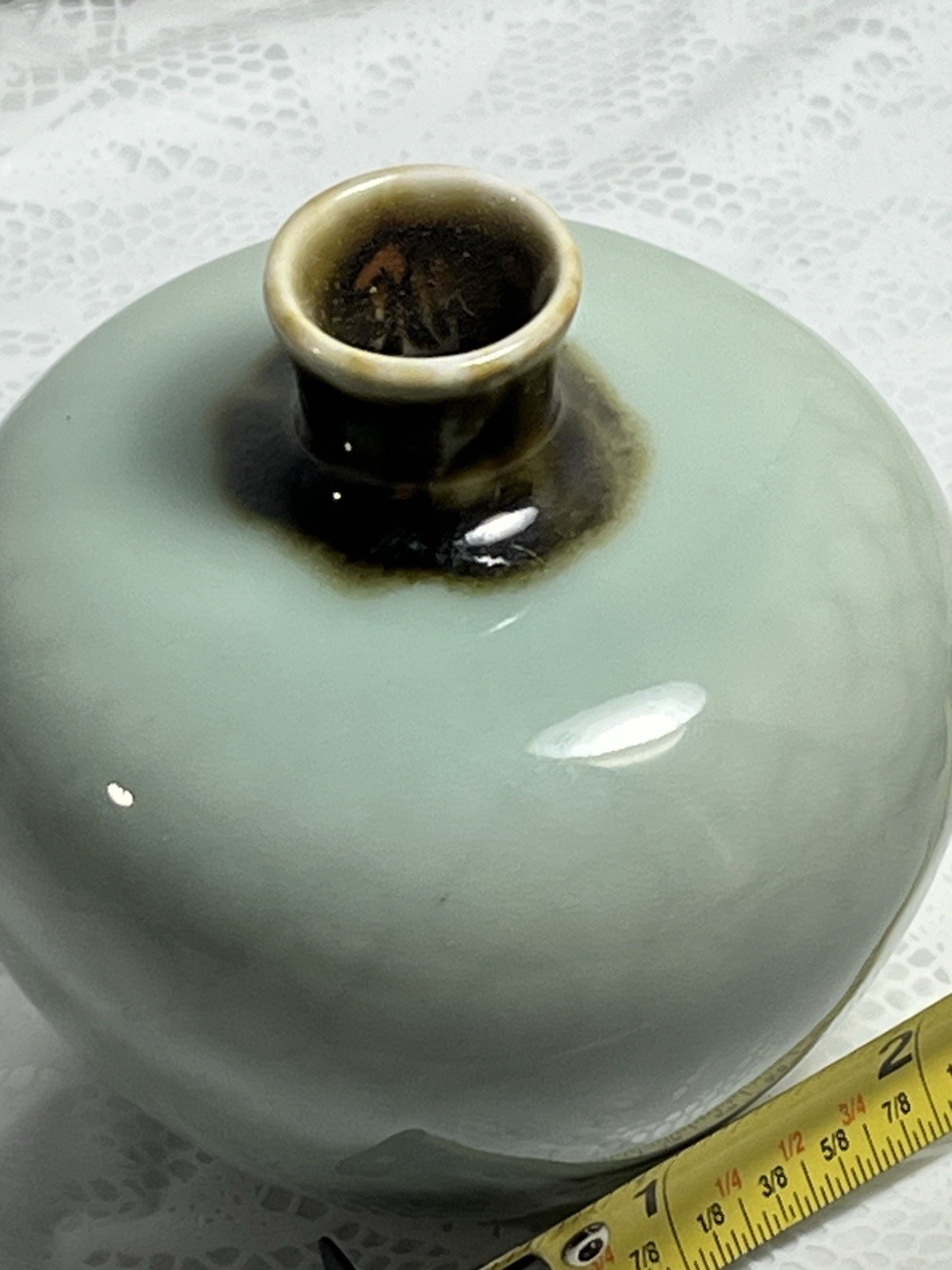 Peabody Museum of Salem Art Glass Bud Vase Hand Blown Green Brown Vintage