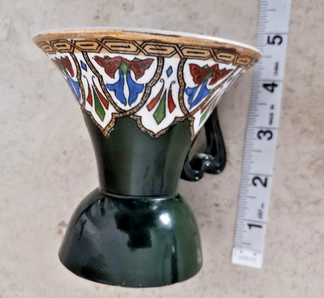 DF Haynes Antique Candle Holder Pottery 1880-1914 Khorassan Pattern Makers Mark