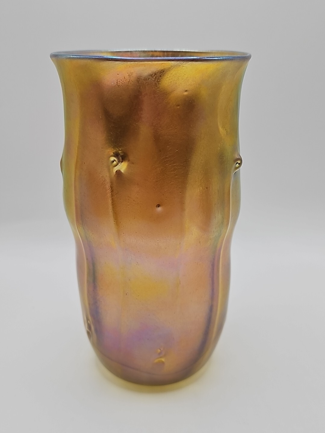 RARE & Stunning! Pulled GLASS VASE Signed “LCT FAVRILE Louis C Tiffany 7.75×4”