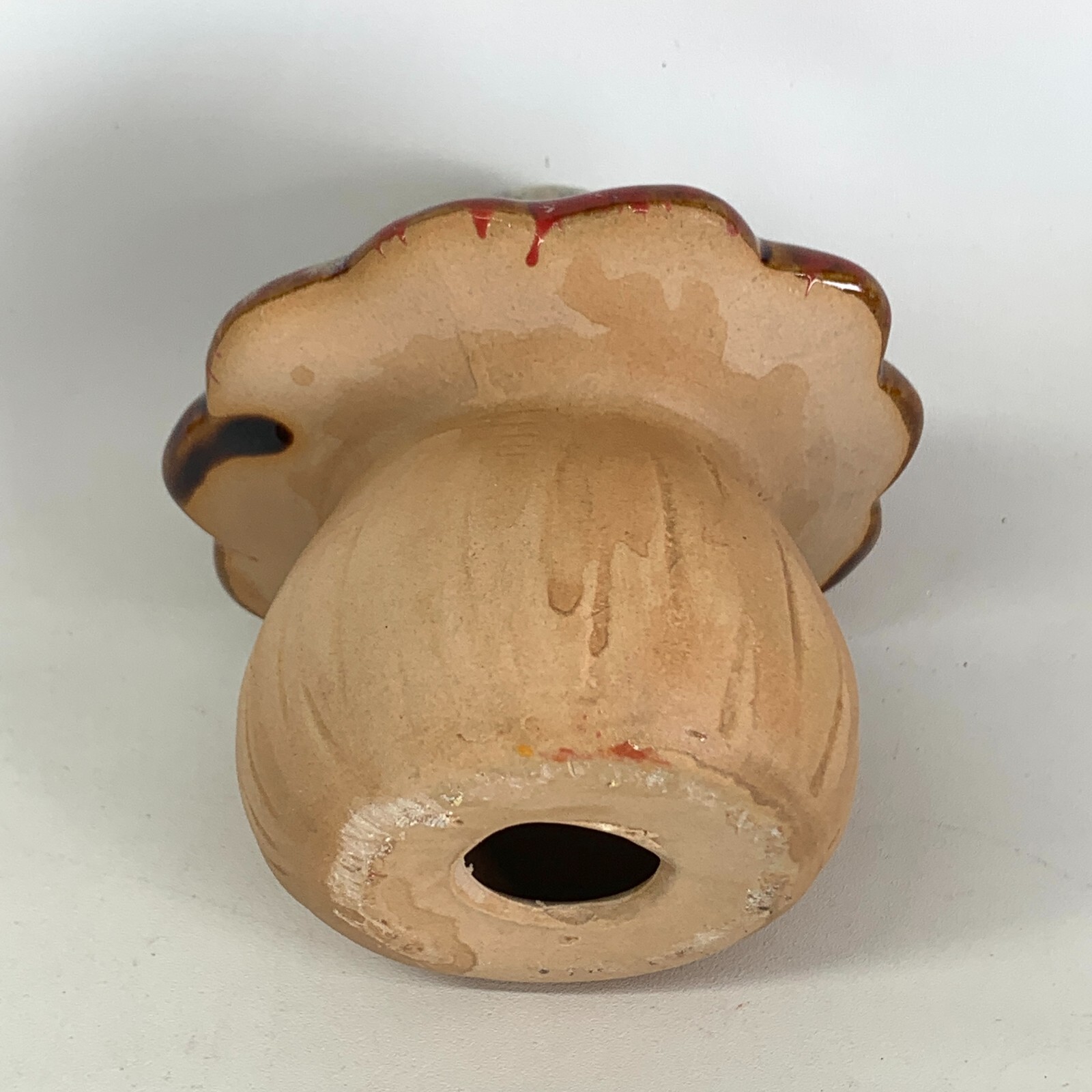 MCM Art Pottery Mushroom Drip Glaze on Cap Top Handmade 3.5″ tall Retro Vintage