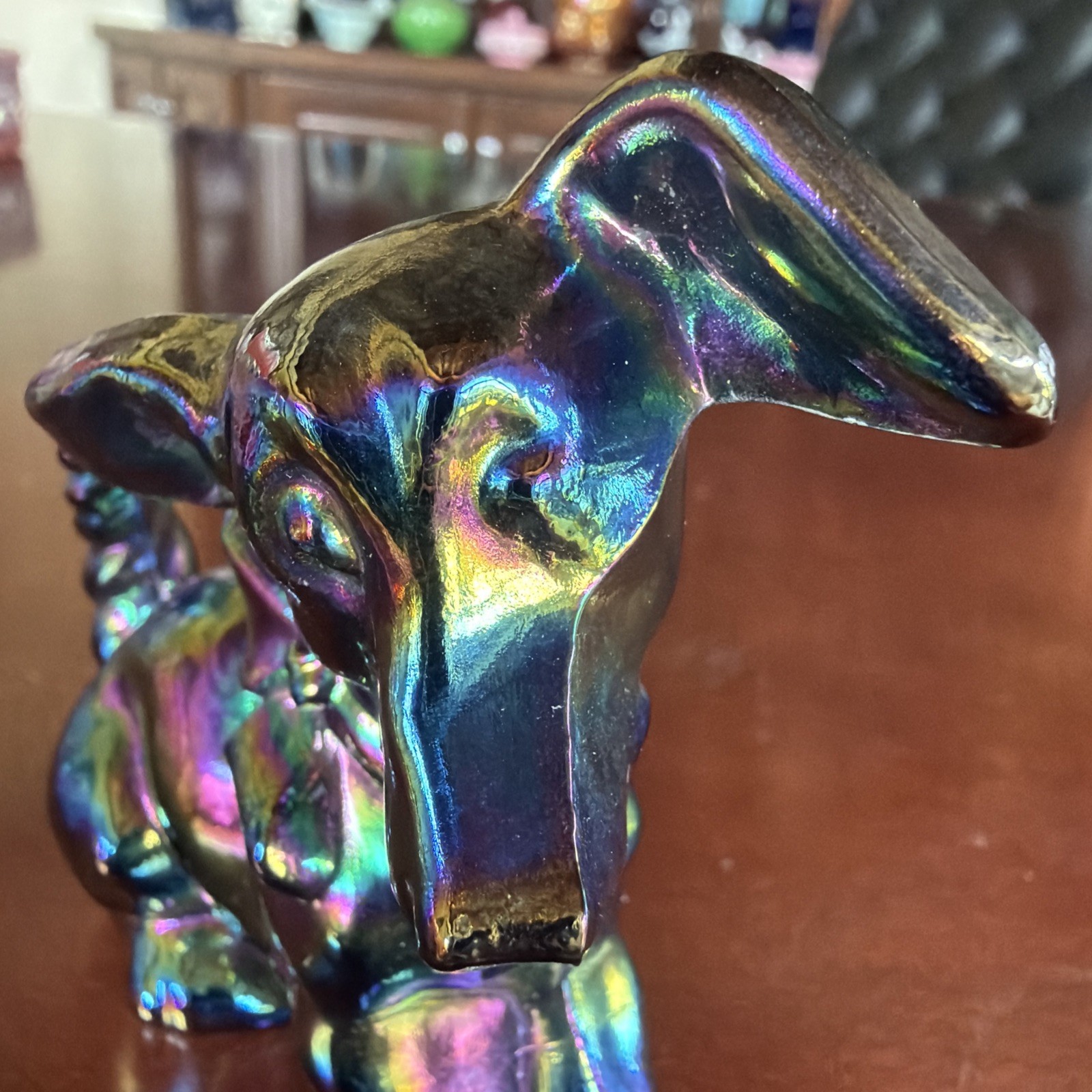 Darling Vintage Imperial Glass Terrier “Parlor” Pup Amethyst Carnival Signed