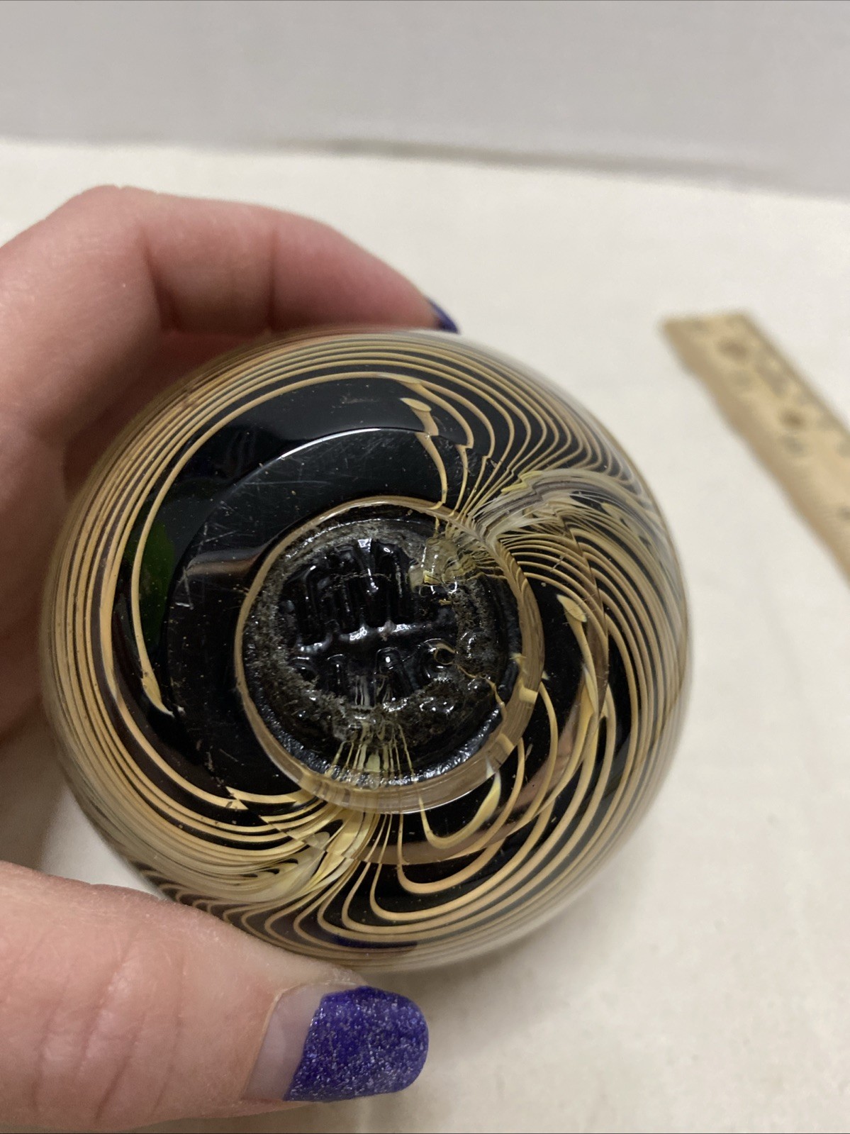 Paperweight Vintage Toledo Museum Of Art Brown And White Color Swirl Spiral