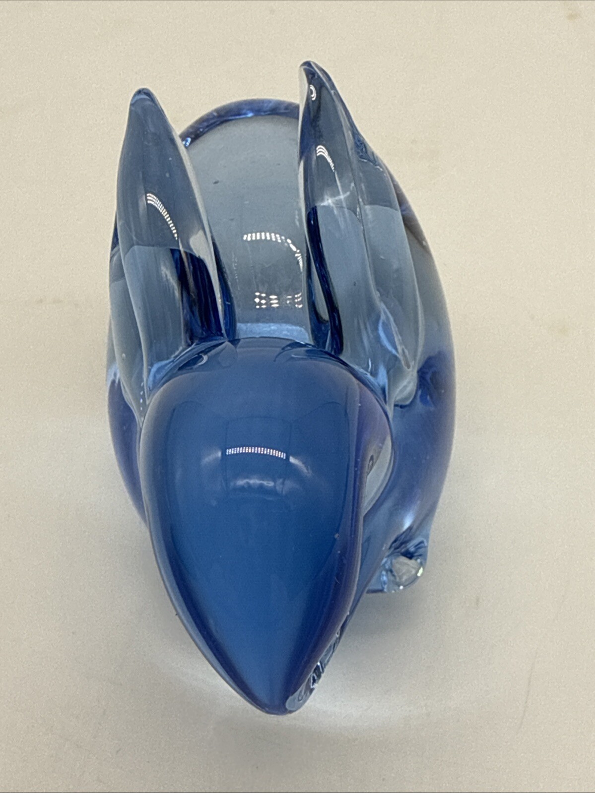 US Commemorative Fine Art Gallery COBALT BLUE Glass BUNNY 3” Paper Weight