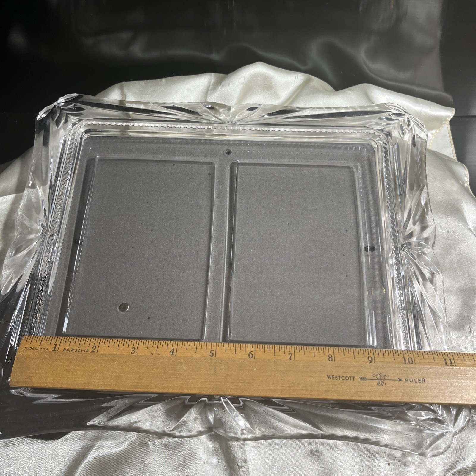 MIKASA MARGATE INVITATION DOUBLE 10-1/2 X 12-1/2 CLEAR CRYSTAL PICTURE FRAME
