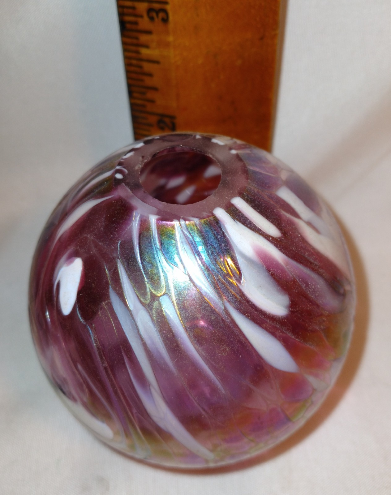 Vintage Glass Vase By Black Sheep Studios MCM Iridescent Rainbow 2 3/4″