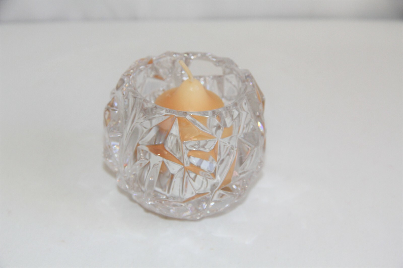 Tiffany and Co. Rock Cut Crystal Candle Holder. Beautiful Heavy