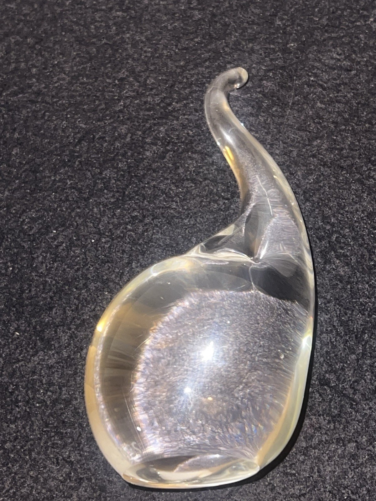 Clear Art Glass Crystal Elephant Modernist Figurine Paperweight 5.5” Signed