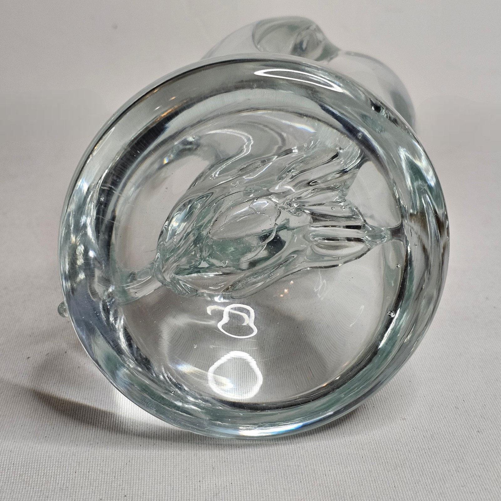Hand Blown Clear Glass Duck Sculpture Figure Art Decor Paperweight 12″ Goose