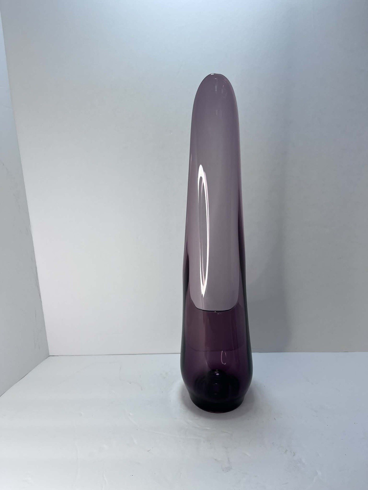 Vintage Viking Swung Glass Tall Amethyst Purple Taper Glow Candle Holder