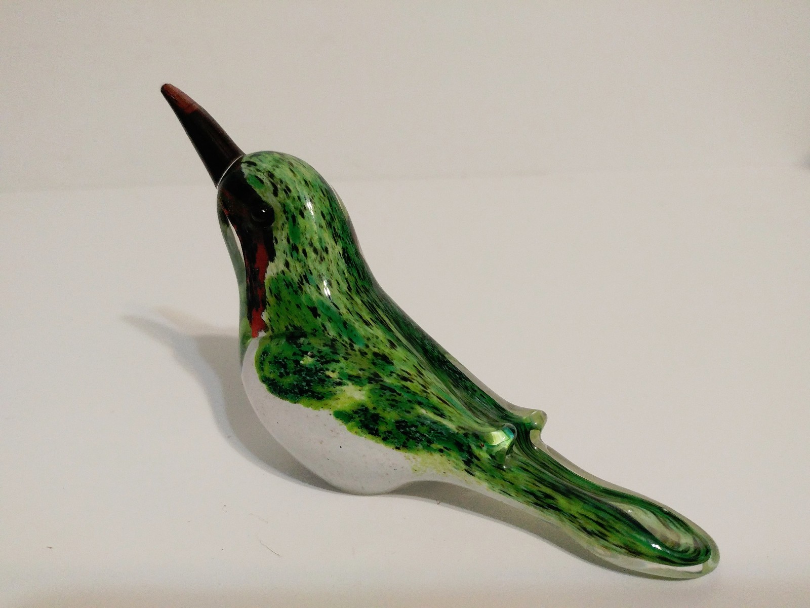 Langham England Paul Miller Signed 6″ Hand Blown Art Glass Hummingbird READ
