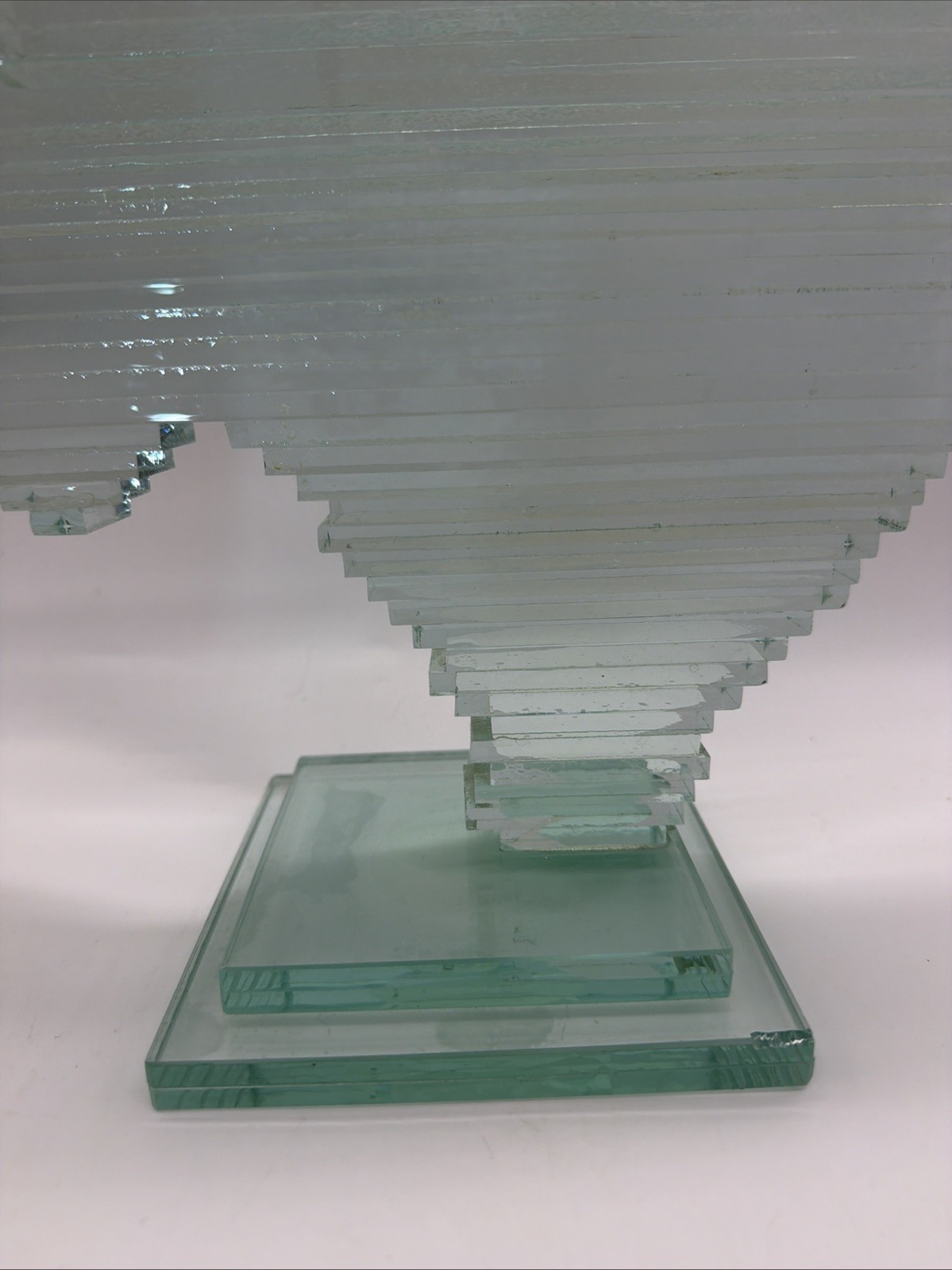 Vintage Stacked Glass Art Shape Of Texas Statue Sculpture Figure MCM Art Decor